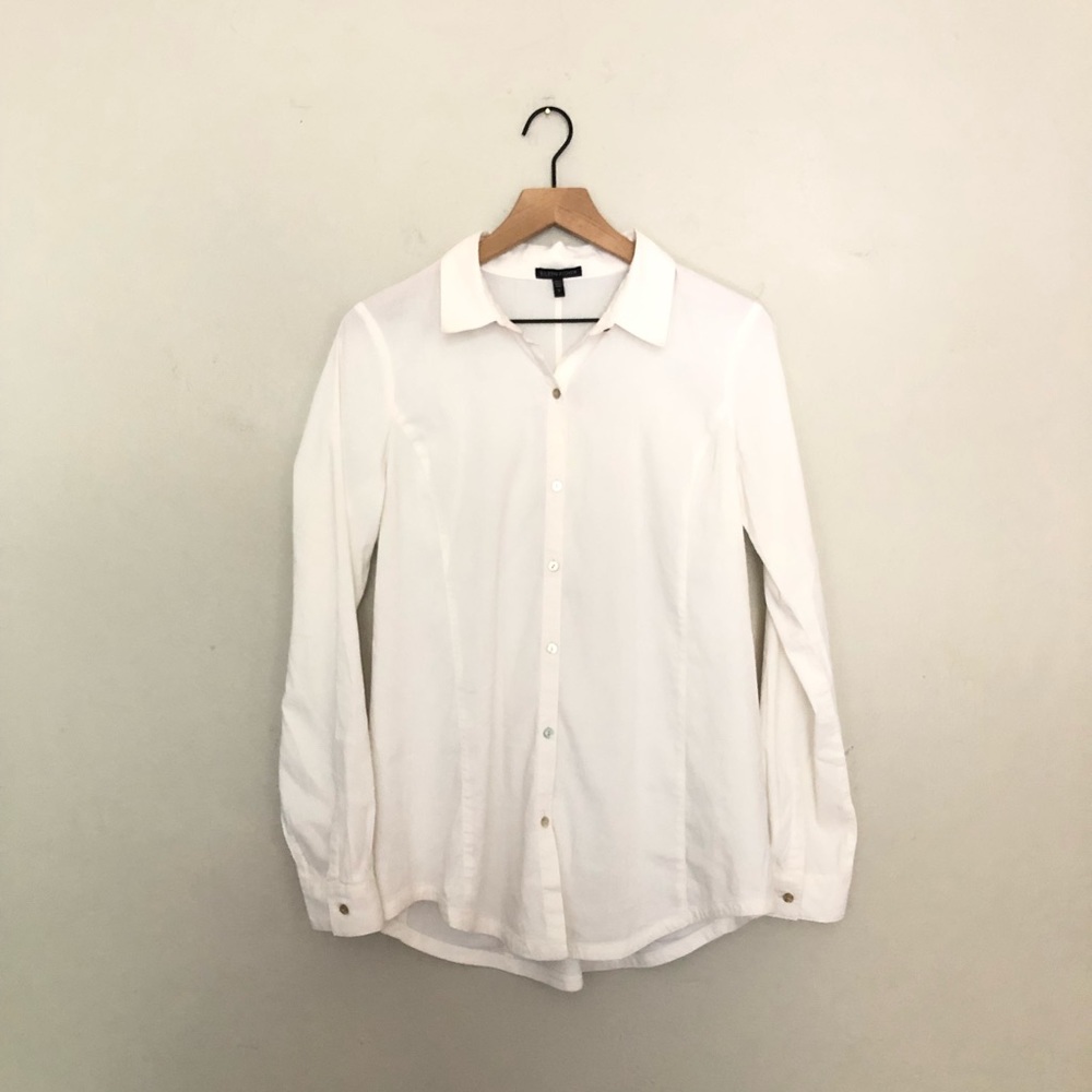 Eileen Fisher Classic White Collar Button Up